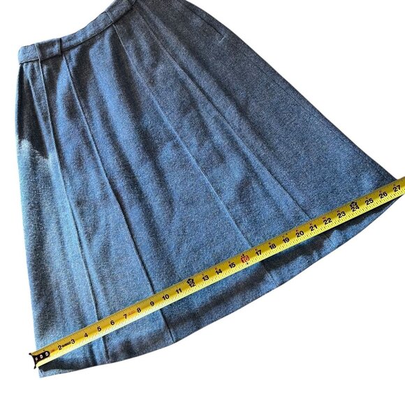 Vtg Koret Of California Wool Skirt Green Blue Teal Belt Size 9/10 Union Made - Picture 14 of 16